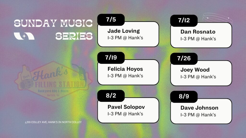 Sunday Music Series – July at Hank's